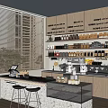 Stylish Coffee Shop Interior With Counter Pastries Display Coffee Machines Wooden Cabinets And Window Blinds