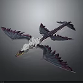 Fantasy Dragon Creature With Purple White Wings Yellow Beak And Scaled Body