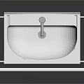 Modern White Washbasin With Silver Faucet And Rectangular Frame Design 3d model