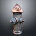 Vintage Rusted Fire Hydrant Decorative Living Accessory With Ornate Top And Metal Chain