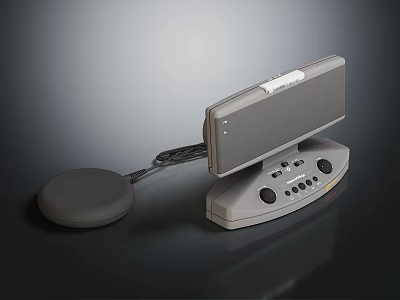 Gray Desktop Headphone Speaker With Control Panel And Circular Base 3d model