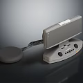 Gray Desktop Headphone Speaker With Control Panel And Circular Base 3d model