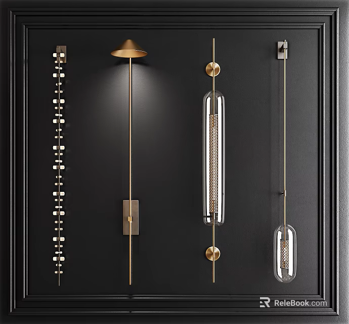Modern Elegant Wall Sconces with Brass Brackets and Glass Shades Decorative Design 3d model 