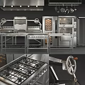 Commercial Kitchen Equipment With Stainless Steel Ovens Worktables And Racks