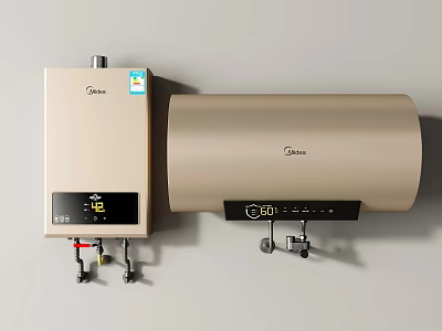 Midea Golden Water Heaters Featuring Digital Display And Control Panel Design 3d model