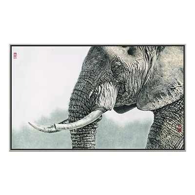 Artistic Elephant Animal Painting With Detailed Tusks Skin Texture And Natural Background 3d model