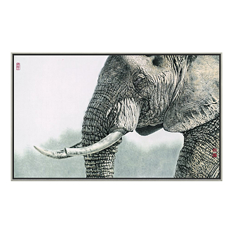 modern animal painting black and white porch animal elephant 3d model