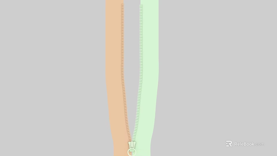 Colorful Two Tone Zipper Design With Metal Slider And Teeth On Grey Background 3d model 