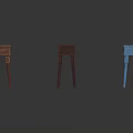 Red Blue and Brown Wooden Stools With Simple Design On Dark Background