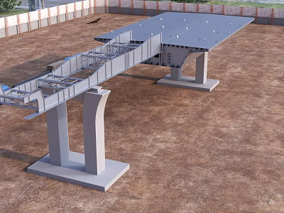 Bridge Construction Structure With Concrete Piers And Elevated Deck Design 3d model