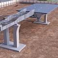 Bridge Construction Structure With Concrete Piers And Elevated Deck Design 3d model
