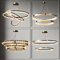 Modern Multi Layered Chandeliers With Illuminated Circular Rings And Crystal Accents