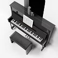 Elegant Black Piano with Art Supplies Music Sheet and Matching Bench