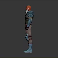 A Man With Red Hair Beard In Green Vest Blue Armor Red Gloves Blue Boots