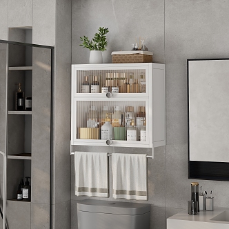 Modern Wall-mounted Cabinet Toilet Cabinet Bathroom Small Cosmetics Skincare Products 3d model