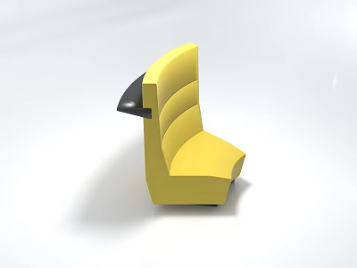Yellow Irregular Shaped Sofa With Unique Curved Backrest And Modern Interior Design 3d model