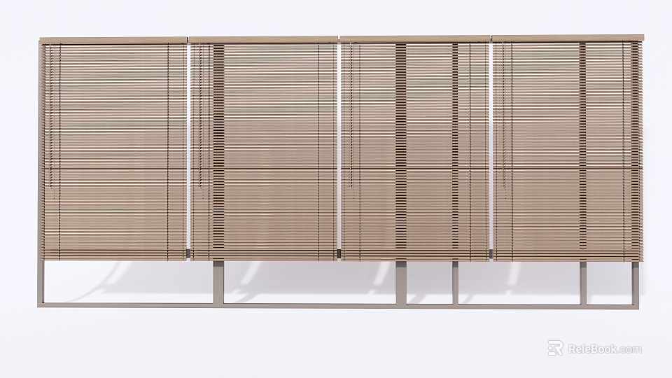 Modern Light Brown Venetian Blinds With Horizontal Slats For Home Window Decoration 3d model 