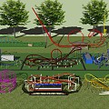 Modern roller coaster 3d model