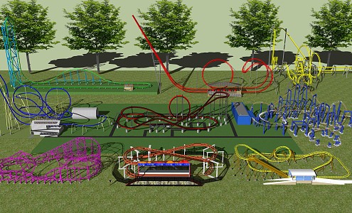 Modern roller coaster 3d model