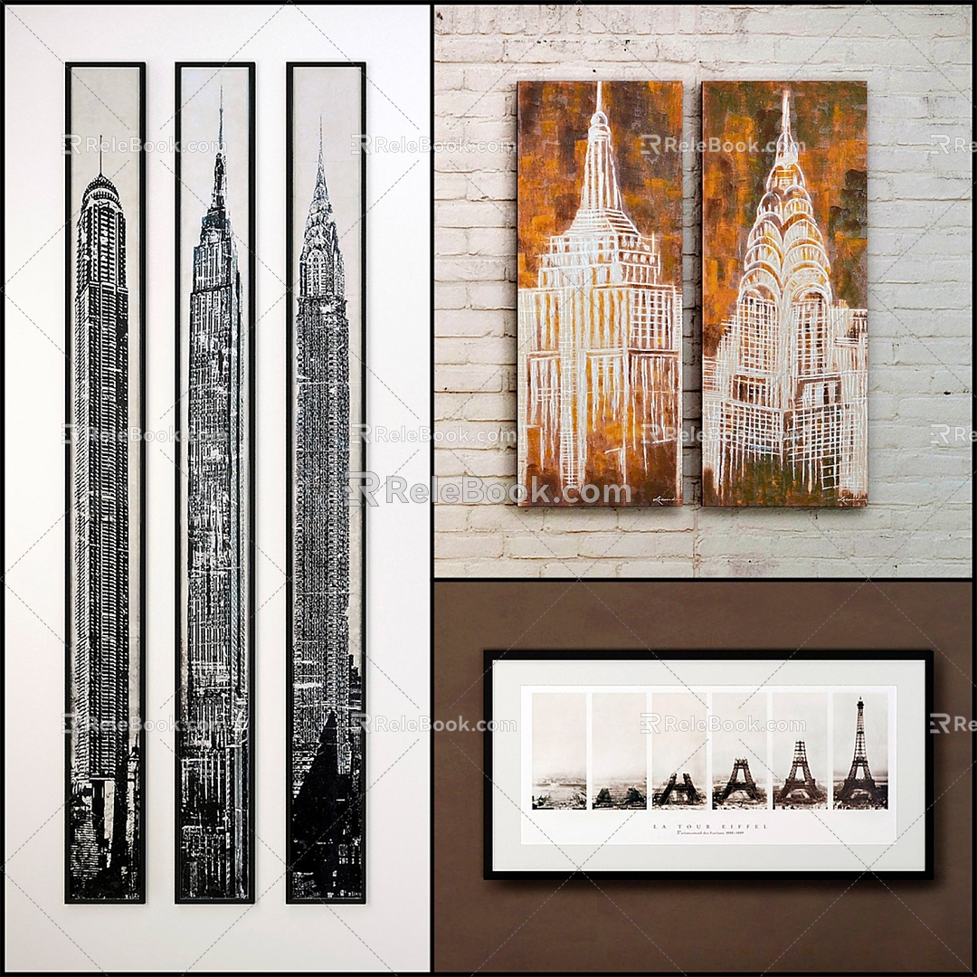 A collection of 88 decorative paintings architectural paintings architectural paintings wall decorative paintings 3d model