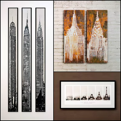 Architectural Landscape Paintings In Diverse Styles 3d model