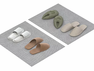Comfortable Soft Slippers in Various Colors and Styles for Home Daily Use 3d model