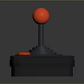 Gray Base Game Joystick With Red Ball Top Red Button And Circular Ring