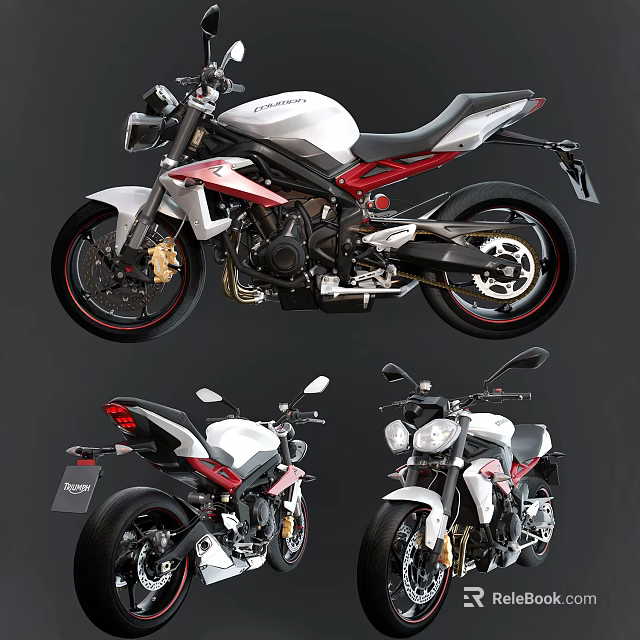 Sleek Modern Sporty Motorcycle With White Red Bodywork Black Wheels And Aerodynamic Design 3d model 
