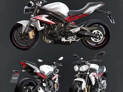 Sleek Modern Sporty Motorcycle With White Red Bodywork Black Wheels And Aerodynamic Design 3d model
