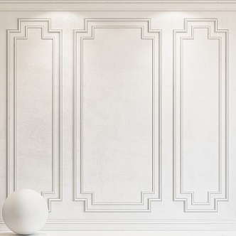 French plaster line plaster line wall panel 3d model