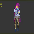 Anime Style 3D Character With Blue Long Hair White Top Yellow Skirt Arms Crossed Pose
