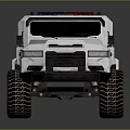 White Armored Military Vehicle With Red And Blue Roof Lights Off Road Tires