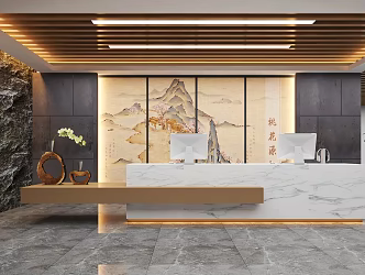 New Chinese Front Desk 3d model