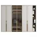 Modern Minimalist Wardrobe Design With Glass Doors Hanging Area And Side Bookshelf Decor Items