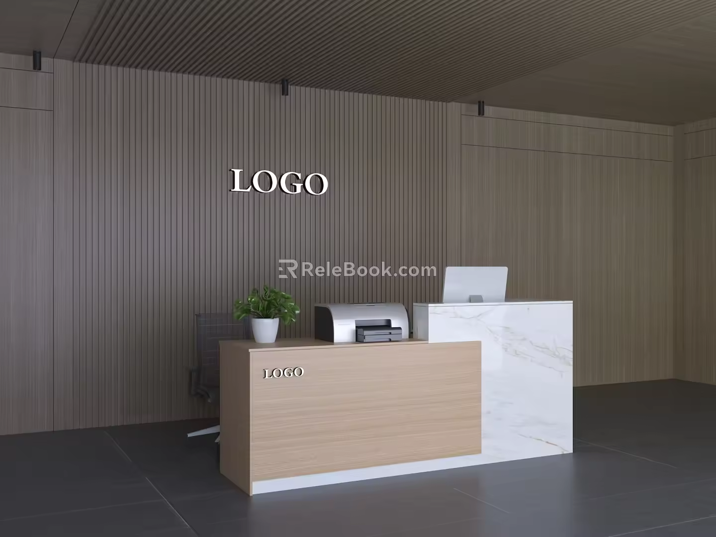 Modern Reception Desk Front Desk 3d model