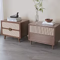 Retro Solid Wood Rattan Woven Bedside Tables For Modern Minimalist Bedroom Storage And Home Decor