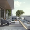 Modern Roof Garden Outdoor Relaxation Area With Seating Green Plants And Ambient Lighting