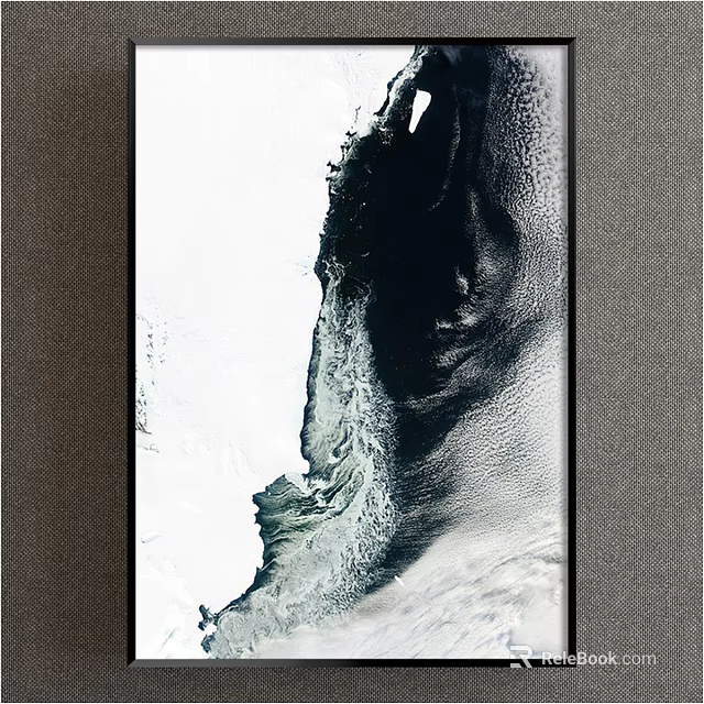 Modern Abstract Painting With Black White Flowing Ink And Textured Design 3d model 