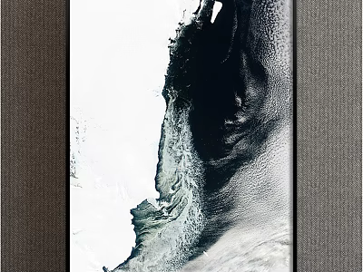 Modern Abstract Painting With Black White Flowing Ink And Textured Design 3d model