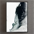Modern Abstract Painting With Black White Flowing Ink And Textured Design