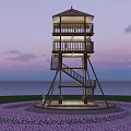 Wooden Multi Level Tower With Staircase Platform And Flower Circle