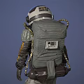 Man Wearing Detailed Astronaut Suit with Helmet Backpack Front and Back Full Body Views