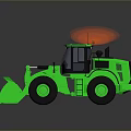 Green Construction Loader With Large Front Bucket Big Tires And Cab 3D Model Design