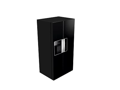 Black Upright Double Door Refrigerator Freezer With Stainless Steel Handle And Sleek Design 3d model