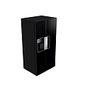 Black Upright Double Door Refrigerator Freezer With Stainless Steel Handle And Sleek Design