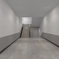Modern Elevator Hallway Interior With White Walls Wooden Doors And Smooth Gray Floor
