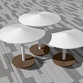 Modern Mushroom Shaped Landscape Seats With White Canopy And Wooden Base