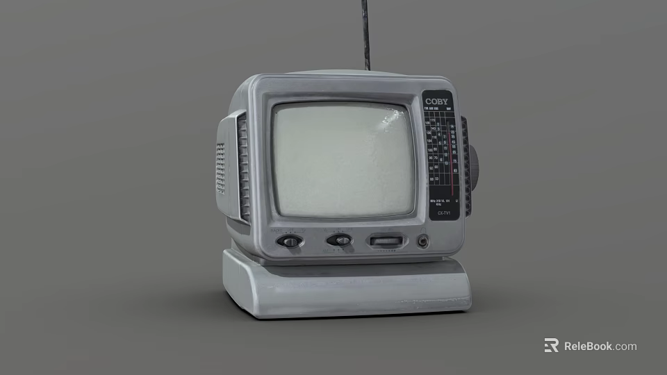 Vintage Old Fashioned Computer Monitor With CRT Screen And Control Buttons 3d model 