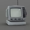 Vintage Old Fashioned Computer Monitor With CRT Screen And Control Buttons