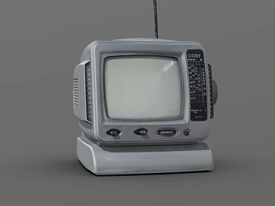 Vintage Old Fashioned Computer Monitor With CRT Screen And Control Buttons 3d model